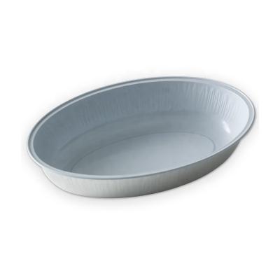 China 330ml Aluminum Foil Wrinkle Free Oval Casserole Lunch Tray Airline Food Inflight Catering Tray with Lid for Airline Catering Dish for sale