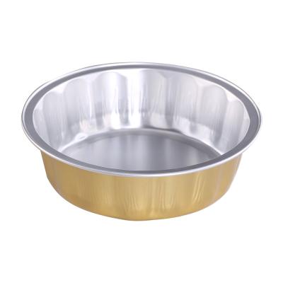 China Food Grade 420ml Gold Round Lacquer Color Disposable Supplying Container With Lid for sale