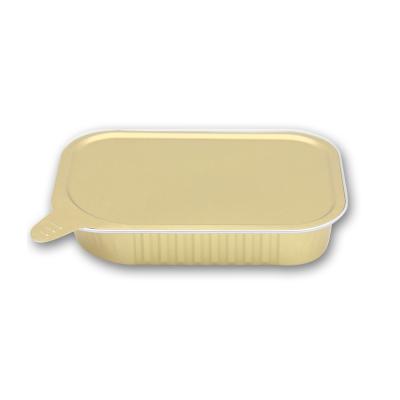 China Food Grade 320ml Disposable Rectangle Aluminum Foil Food Sealing Tray With Lid for sale