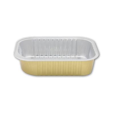 China Food Grade 450ml Full Size Aluminum Foil Container Foil Tray With Clear Lid for sale