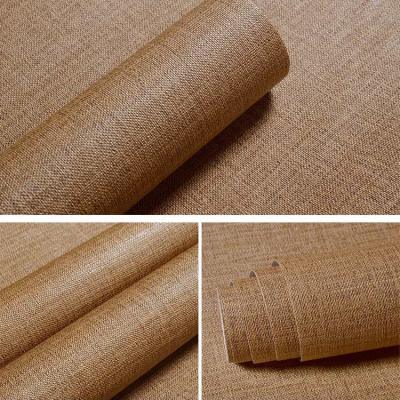 China Waterproof+ECO-Friendly+Self-adhesive Brown Canvas Self-adhesive PVC Peel and Stick Pattern Wallpaper for Home Decoration for sale