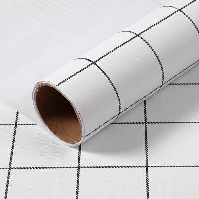 China Waterproof+ECO-Friendly+Self-adhesive 3D Self-adhesive Modern White Plaid Design Office PVC Wallpaper for sale