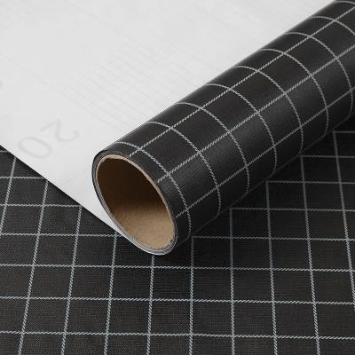 China Waterproof+ECO-Friendly+Self-adhesive Self-adhesive Black Plaid 3D PVC Sticker Wallpaper For Business for sale