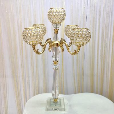 China Eco - Friendly Excellent Quality Gold Crystal Candelabras For Wedding Decoration for sale