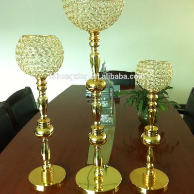 China Glass bead globe tall crystal candle holder, wedding crystal candelabra on sale, wedding gold candelabra for sale