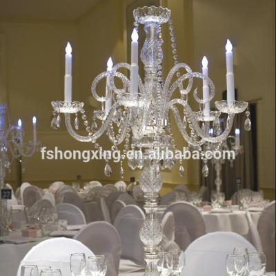 China Fashion hot sale acrylic crystal table candelabra with flower stand for sale