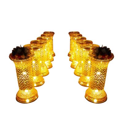 China Europe Indian Gold Metal Wedding Lighted Pillar For Wedding Decoration for sale