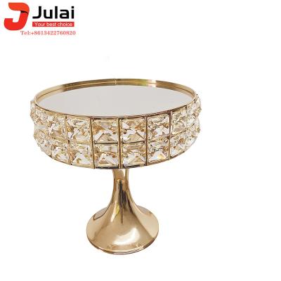 China Crystal Wedding Decoration Romantic Gold Cake Stand For Wedding Decoration for sale