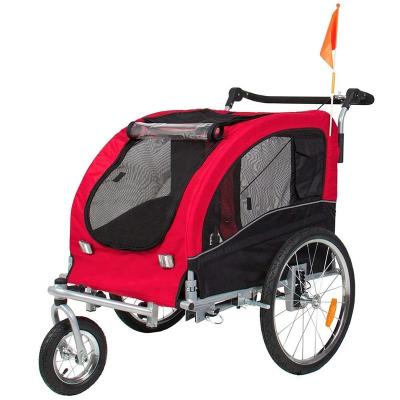 China Sustainable Dog Stroller For Pet Large Jogger Stroller For 2 Dogs Breathable Animal Stroller With 4 Wheel And Storage Space Pet Red for sale