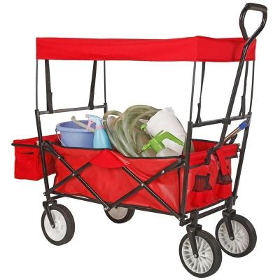 China Outdoor Beach Travel Folding Garden Travel Canopy Canopy Trolley Hand Cart Outdoor All-terrain Folding Shopping Cart with Shade Canopy for sale