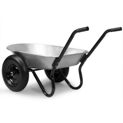 China GARDEN OR FARM Two Wheel Pneumatic Wheel Galvanized Metal Tray Wheel Wheel Barrows Popular for sale