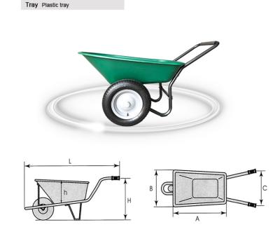 China GARDEN OR FARM WHEEL WHEELBARROW WITH two pneumatic wheel with plastic tray for sale