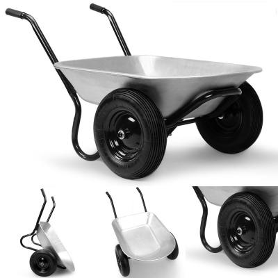 China Garden Labor 78L Wheelbarrow Two Wheeled Heavy Duty Pneumatic Garden Tool / Garbage Transport Cart for sale