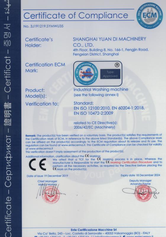 CE - Shanghai Yuan Di Machinery Co., Ltd.