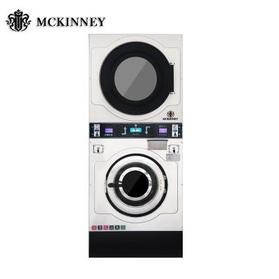 China Laundromate Commercial Laundry Equipment Coin / Washing and Drying Machine Double Decker for sale