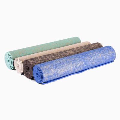 China High Quality PVC Material Jute Yoga Mat Customized LOGO Thickened Meditation Mat Exercise Canvas Mat for sale