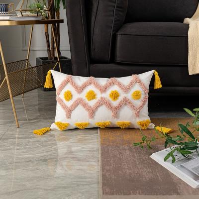 China Wholesale Bohemian Living Room Decorative Printed Tufted Fur Boho Boho Cushion Pillow Cover Falling Home Decor Sofa Couch Luxury Car for sale