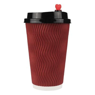 China 4oz 8oz 12oz 16oz Custom Printed Ripple Wall Paper Cup Compostable Tea Paper Cup for sale