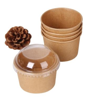 China Kraft Brown Disposable Soup Cups with Multipurpose Use as Ice Cream Cups with Lids for sale