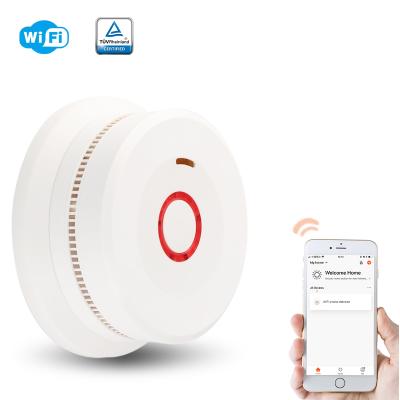 China Waterproof/tuya EN14604 smart wifi smart smoke detector 10 years life fire alarm smoke detector 3v lithium battery for sale