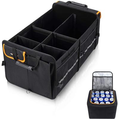 China With Cooler Bag 2021 Hot Selling Amazon Folding Car Trunk Organizer With Cooler Bag 3 In 1 Car Seat Toy Container Organizer for sale