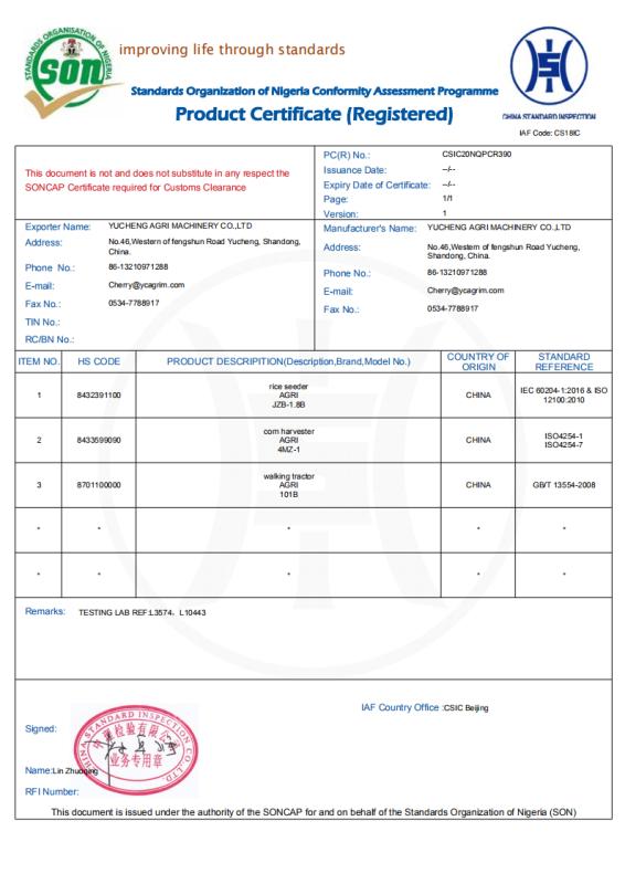 SONCAP - Yucheng Agri Machinery Co., Ltd.