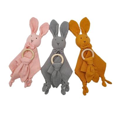 China Bunny Security Blanket Cotton Soft Plush Breathable Muslin Soothing Towel Soothe Toy Infant Animal Appeasing Towel for sale