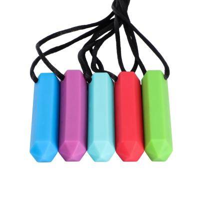 China Soft Toy Wowo New Silicone Teether Baby Chew Necklace for Kids Autism Teething Stick Chew Pendant Necklace for Baby Boy and Girls for sale