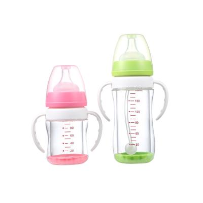 China OEM LOGO Customized Standard Caliber Glass Juice Baby Bottle Wholesale 180ml Glass Baby Bottle Suitable For 4 Years Old Children for sale