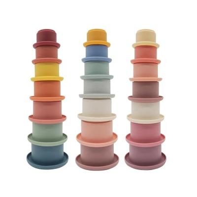 China Place Food Grade Educational Silicone Buliding Eduacational Stacking Block Toys For Children for sale