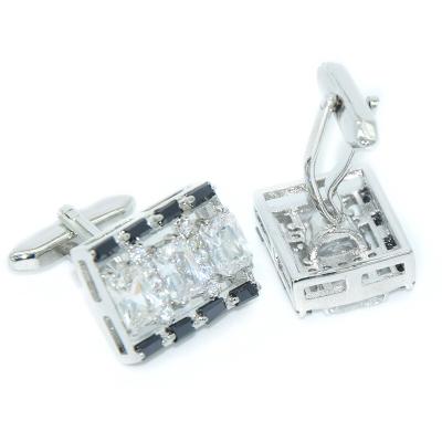 China Luxury Custom Zircon Crystal Diamond Shiny French Cufflink For Brass Men From Manufacturer for sale