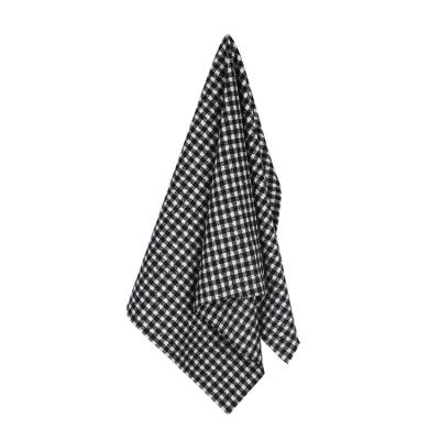 China Black and White Wind Proof Vintage Plaid Fabric Houndstooth Wool Polyester Fabric Twill Fabric Tweed Tweed for sale