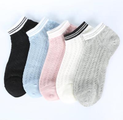 China Viable Wholesale Cotton Mesh Fashion Thin Socks For Women Ankle Socks Solid Color Summer Socks Breathable Custom for sale