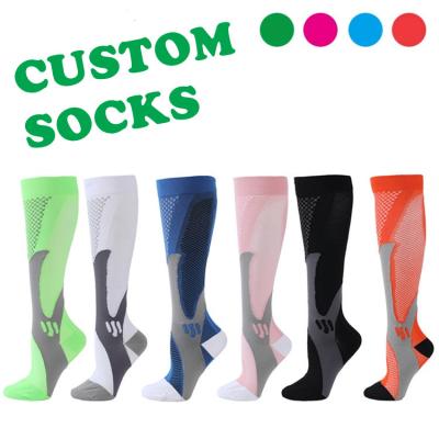 China Uron Antibacterial Professional Compression Socks Custom Ladies Unisex Knee Socks Fashion Women Logo Fun Stockings for sale