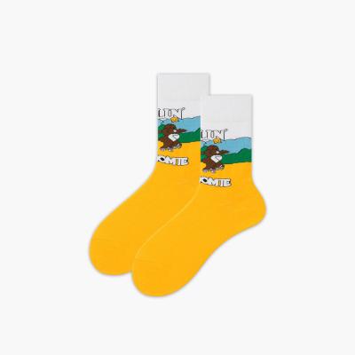 China Antibacterial Soft Women's Fashion Organic Cotton Socks For Woman Ladies High Quality Art Socks Bamboo Colorful Polyester Painting Custom Desi for sale