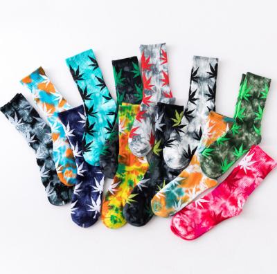 China High Quality Breathable Socks Fashion Marjuana Socks Cotton Crew Tie Dye Socks for sale