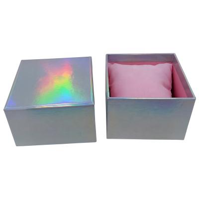 China Handmade CUSTOM Laser Cardboard Holographic Paper Watch Box For Woman Watch Packaging for sale