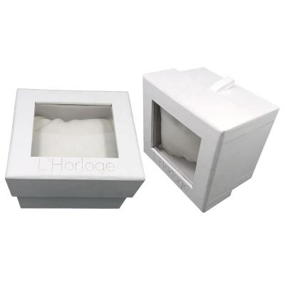 China Handmade Cardboard CUSTOM Suspendable Paper Watch Box With Clear Window For Watch Packaging for sale