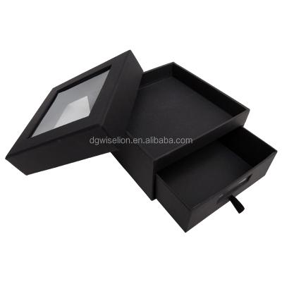 China Affordable Matchbox Style Custom Drawer Sliding Watch Jewelry Box With Clear Window for sale