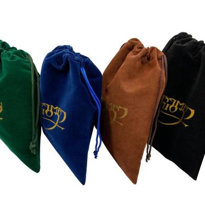 China Handmade Wholesale Custom Jewelry Pouch Small Drawstring Suede Plush Velvet Bag With Logo for sale