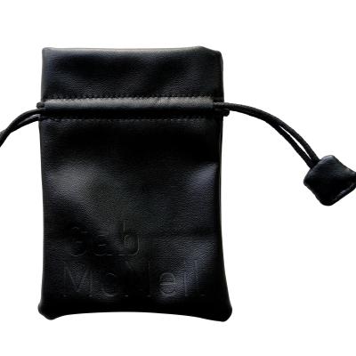 China Handmade Wholesale Factory PU Jewelry Pouch Gift Custom Leather Drawstring Bag With Logo for sale