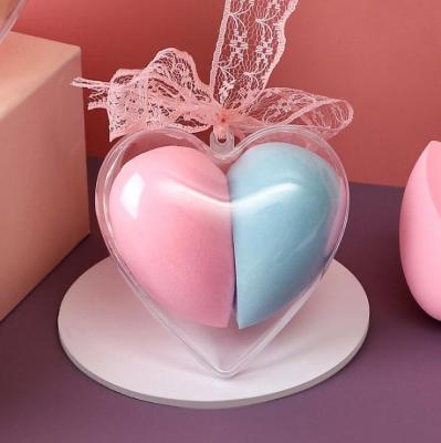 China Hot Selling New Arrivals 2pcs Mix Color Heart Shape Makeup Sponge Skin-friendly Mini Set Beauty Makeup Blending Tools for sale