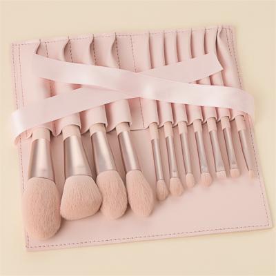 China Fan Brush Makeup Brush Private Label 11pcs Soft Dense Synthetic Face/Eye Hair Wood Handle Makeup Brush Set for sale