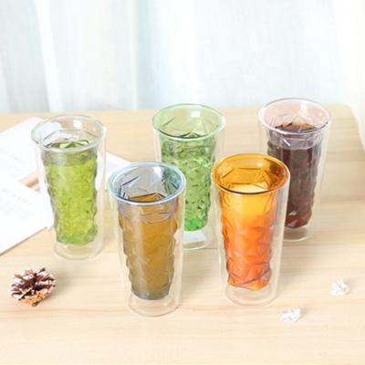 China High Quality 300ml Sustainable Colored Double Wall Tea Coffee Creative Juice Drink Glass Mug for sale