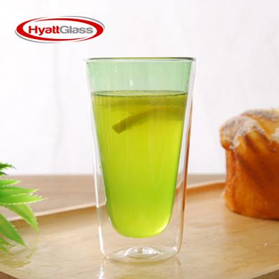 China New Chinese Style Colored Borosilicate Handmade Double Wall Glass Cup for sale