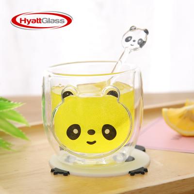 China 280ml Sustainable Transparent Animal Shape Double Custom Cute Glass for sale