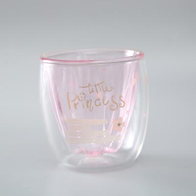 China Juice Bohemian transparent Sakura-printed double-walled mug for sale