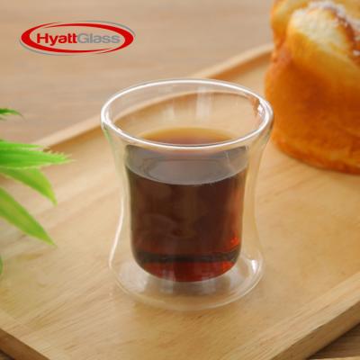 China Europe handmade double wall transparent glass mug without handle for sale