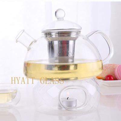 China Sustainable Wholesale Handmade Borosilicate Glass Heat Resistant Teapot With Infuser for sale