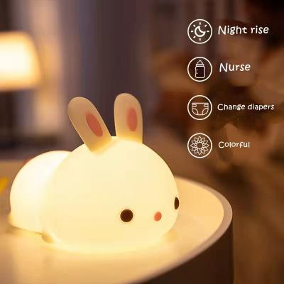 China Modern Lying Remote Control Multicolor Rabbit Silicone Baby Care Lamp Kids Night Light for sale